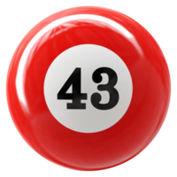 43 numero 3d palla rosso png