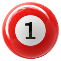 1 number 3d ball red png