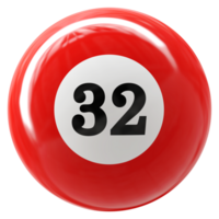 32 número 3d pelota rojo png