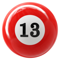 13 número 3d bola vermelho png