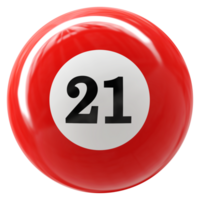 21 número 3d bola vermelho png