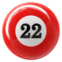 22 número 3d bola vermelho png