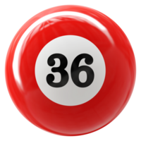 36 number 3d ball red png