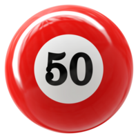 50 número 3d pelota rojo png