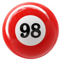 98 numero 3d palla rosso png