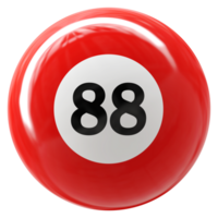 88 number 3d ball red png