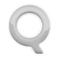 Silver letter Q font 3d render png