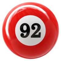 92 number 3d ball red png