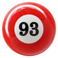 93 número 3d bola vermelho png
