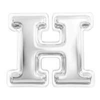 Silver letter H font 3d render png