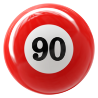 90 number 3d ball red png