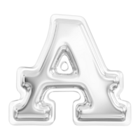 Silver letter A font 3d render png