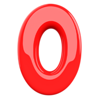 Red letter O font 3d render png