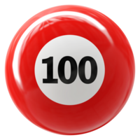 100 número 3d bola vermelho png