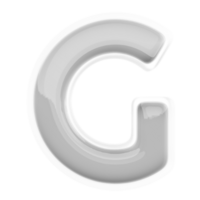 Silver letter G font 3d render png