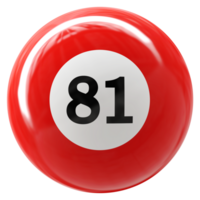 81 number 3d ball red png