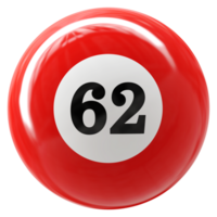 62 number 3d ball red png