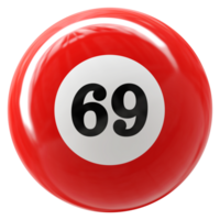 69 número 3d pelota rojo png