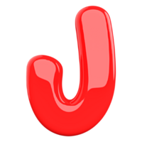 Red letter J font 3d render png