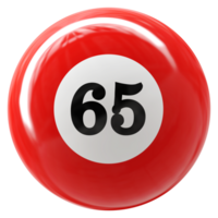 65 number 3d ball red png