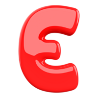 Red letter E font 3d render png