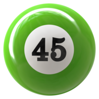 45 nombre 3d Balle vert png