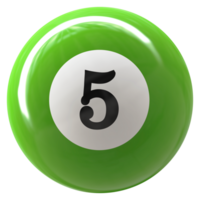 5 5 número 3d pelota verde png