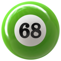 68 número 3d bola verde png