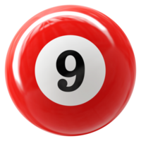 9 number 3d ball red png