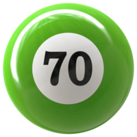 70 número 3d pelota verde png