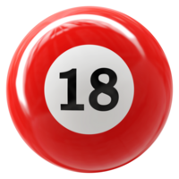 18 número 3d bola vermelho png