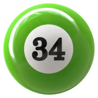 34 number 3d ball green png