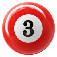 3 number 3d ball red png