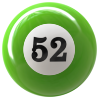 52 número 3d pelota verde png