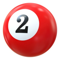 2 number 3d ball red png