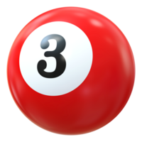 3 number 3d ball red png