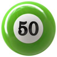 50 número 3d pelota verde png