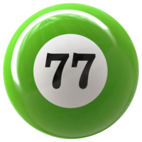 77 número 3d bola verde png