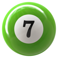 7 número 3d bola verde png