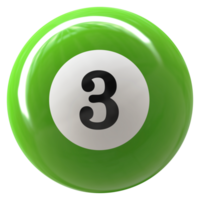 3 número 3d pelota verde png