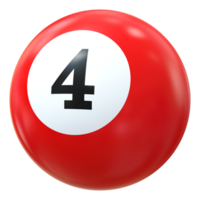 4 número 3d bola vermelho png