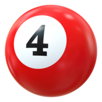 4 numero 3d palla rosso png