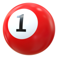 1 number 3d ball red png