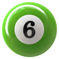 6 numero 3d palla verde png