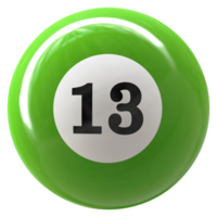 13 número 3d bola verde png