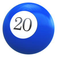 20 número 3d pelota azul png