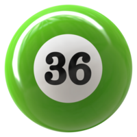 36 numero 3d palla verde png