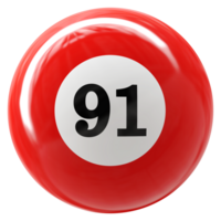 91 numero 3d palla rosso png