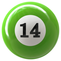 14 numero 3d palla verde png