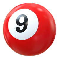 9 numero 3d palla rosso png